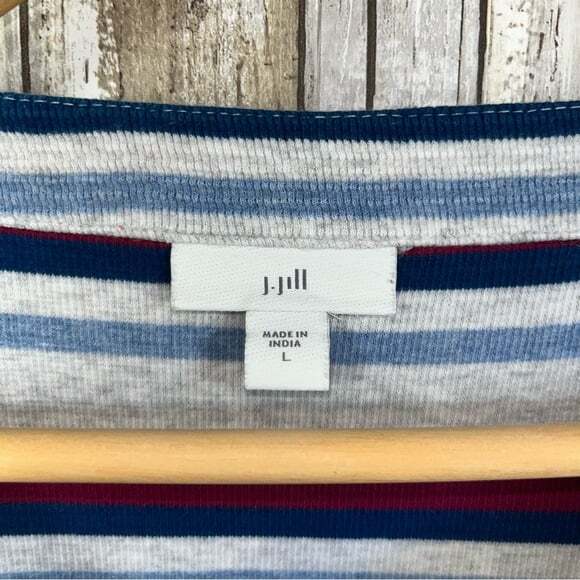J. Jill Boat Neck Blue, Pink, & Red Striped Sweater - Picture 2 of 5